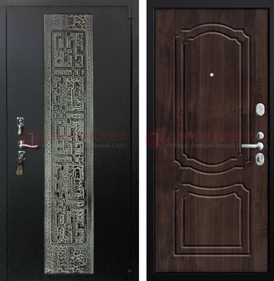Темная входная дверь с порошковым покрытием и МДФ внутри ДП-224 в Черноголовке