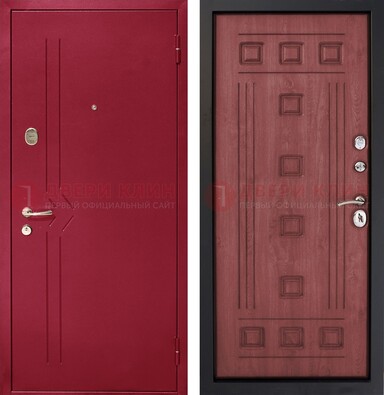 Красная железная дверь с порошковым напылением ДП-242 в Черноголовке