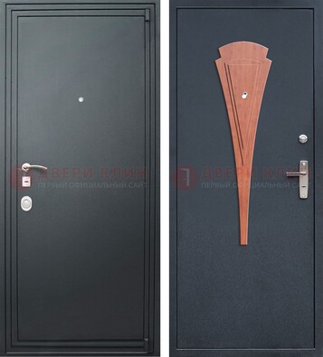Черная железная дверь с порошковым покрытием и накладкой МДФ внутри ДП-245 в Черноголовке