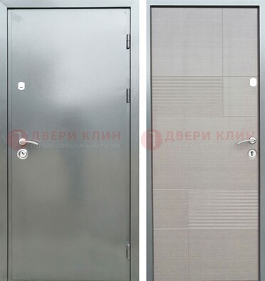 Металлическая серая дверь с порошковым покрытием и серым МДФ внутри ДП-250 в Черноголовке