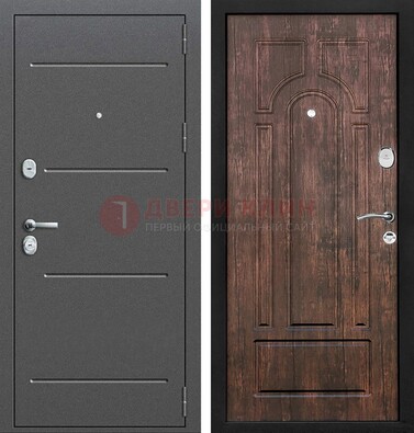 Железная дверь Антик серебро с порошковым напылением и МДФ Тисненый орех ДП-260 в Черноголовке