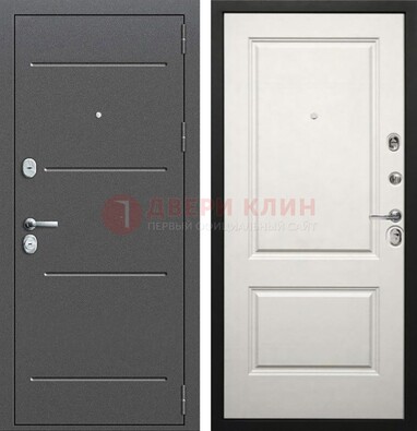 Серая стальная дверь с порошковым покрытием и светлой МДФ ДП-266 в Черноголовке