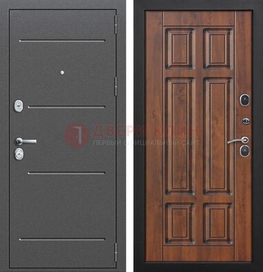 Стальная дверь с порошковым покрытием Антик серебро и филенчатой МДФ ДП-267 в Черноголовке