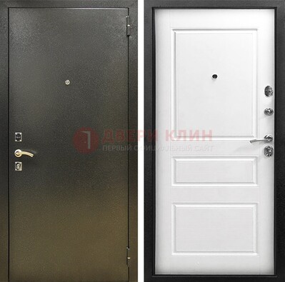 Входная дверь Темное серебро с порошковым напылением и белой МДФ ДП-272 в Черноголовке