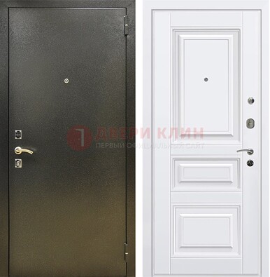 Железная темно-серая дверь с порошковым напылением и белой МДФ ДП-274 в Черноголовке