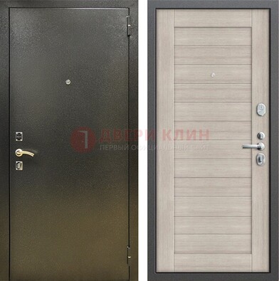 Стальная темно-серая дверь с порошковой отделкой и МДФ панелью ДП-278 в Черноголовке