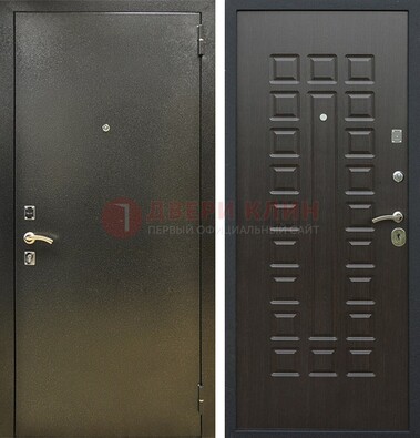 Темно-серая железная дверь с порошковым покрытием и МДФ Венге ДП-287 в Черноголовке