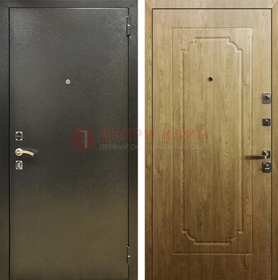 Темно-серая входная дверь с порошковым покрытием и МДФ Золотой дуб ДП-291 в Черноголовке