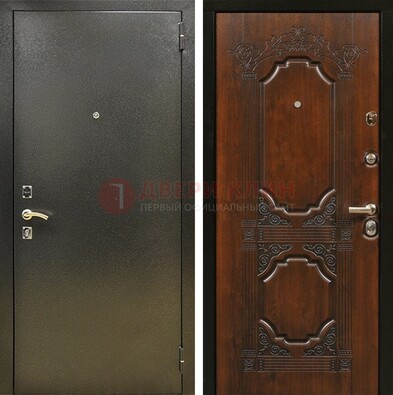 Входная дверь Темное серебро с порошковым покрытием и МДФ с узором ДП-293 в Черноголовке