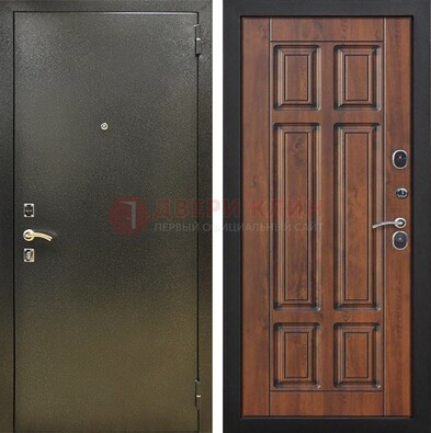 Металлическая входная темная дверь с порошковым напылением и МДФ ДП-299 в Черноголовке
