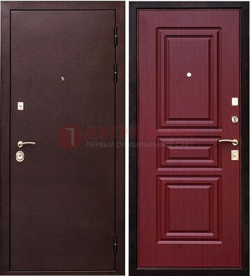 Бордовая входная дверь с порошковым окрасом ДП-36 в Черноголовке
