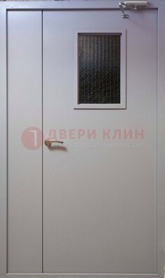 Белая железная подъездная дверь ДПД-4 в Черноголовке