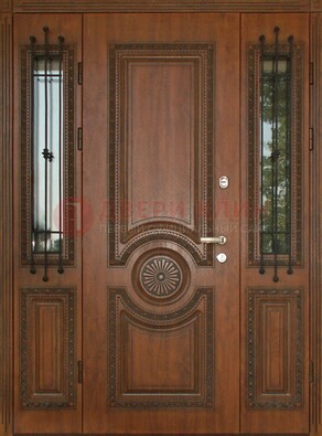 Парадная распашная стальная дверь Винорит со стеклом ДПР-106 в Черноголовке