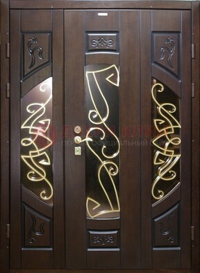 Парадная дверь со стеклом и ковкой ДПР-1 в каркасный дом в Черноголовке