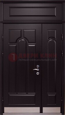 Парадная дверь с металлическими вставками ДПР-47 и фрамугой в Черноголовке