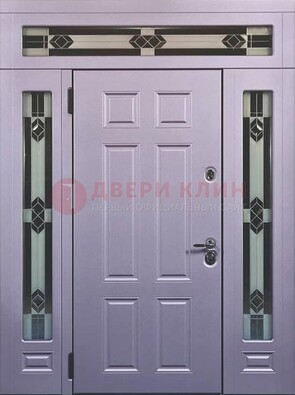 Филенчатая железная парадная дверь с фрамугами ДПР-82 в Черноголовке