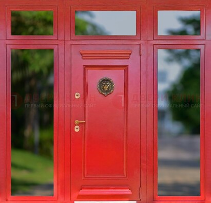Красная парадная дверь для частного дома ДПР-88 в Черноголовке