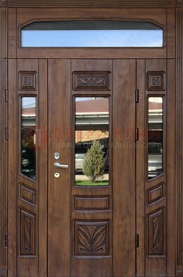 Парадная стальная дверь Винорит со стеклом и резьбой ДПР-97 в Черноголовке