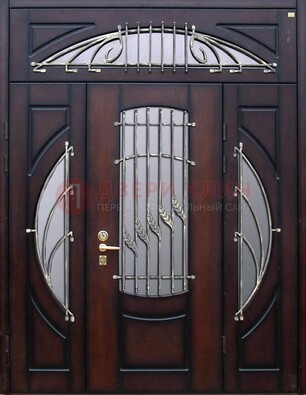 Парадная дверь со стеклянными вставками и ковкой ДПР-9 для улицы в Черноголовке