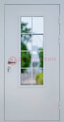 Белая железная дверь порошок со стеклом ДС-31 в Черноголовке