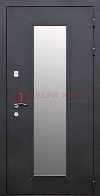 Черная стальная дверь порошок со стеклом ДС-33 в Черноголовке