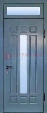 Серая металлическая дверь со стеклом ДС-70 в Черноголовке