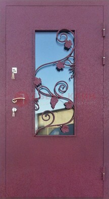 Железная дверь Порошок со стеклом и ковкой лозы ДСК-220 в Черноголовке