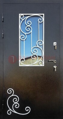 Входная дверь Порошок со стеклом и ковкой ДСК-278 в Черноголовке
