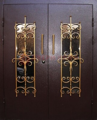 Металлическая дверь с ковкой и остеклением ДСК-49 в Черноголовке
