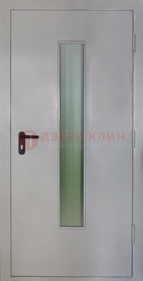Белая металлическая противопожарная дверь со стеклянной вставкой ДТ-2 в Черноголовке