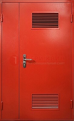 Красная железная техническая дверь с вентиляционными решетками ДТ-4 в Черноголовке