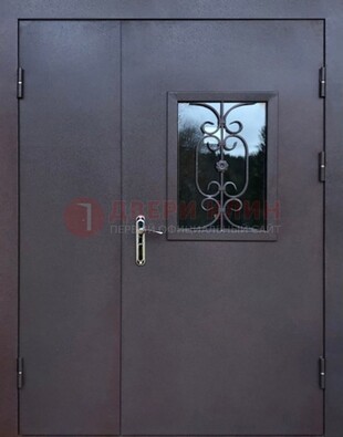 Тамбурная дверь Порошок со стеклом и ковкой ДТМ-48 в Черноголовке