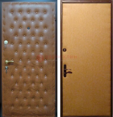 Желтая железная дверь с винилискожей ДВ-2 в Черноголовке