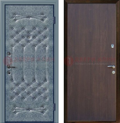 Серая металлическая дверь с винилискожей ДВ-35 в Черноголовке