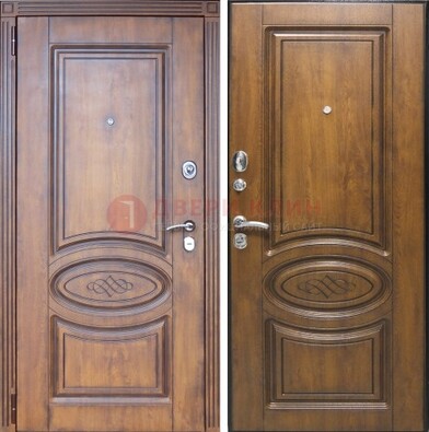 Коричневая металлическая дверь с виноритом ДВТ-10 в Красноармейске