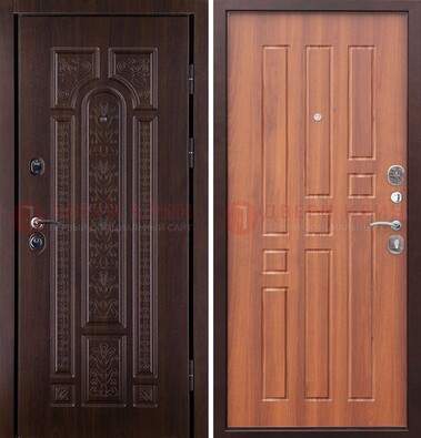 Темная металлическая дверь с виноритом и узором ДВТ-224 в Черноголовке