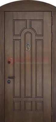Коричневая стальная дверь с виноритом в форме арки ДВТ-237 в Черноголовке
