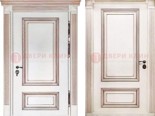 Белая металическая дверь с виноритом для дома ДВТ-239 в Черноголовке