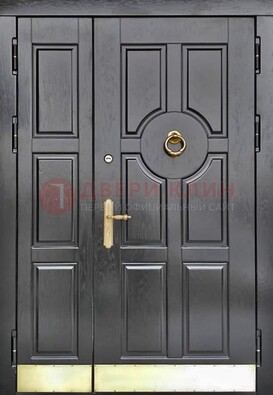 Черная металическая дверь с виноритом для дома ДВТ-241 в Черноголовке