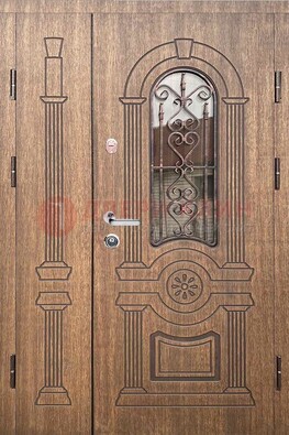 Железная классическая дверь с терморазрывом и рисунком ДВТ-77 в Черноголовке