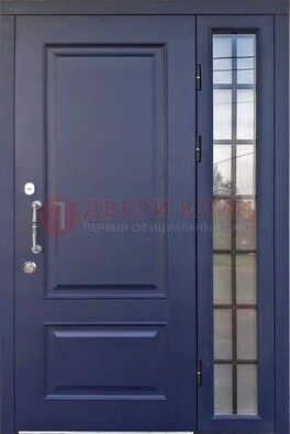 Синяя дверь с виноритом и стеклянными вставками  ДВТ-79 в Черноголовке