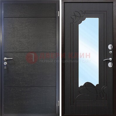 Темная Железная дверь c виноритом и МДФ с зеркалом ДЗ-119 в Черноголовке