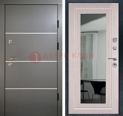 Черная металлическая дверь с зеркалом ДЗ-12 в Черноголовке