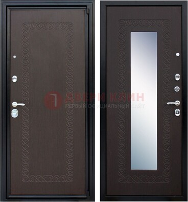 Темная стальная дверь с зеркалом ДЗ-20 в Черноголовке