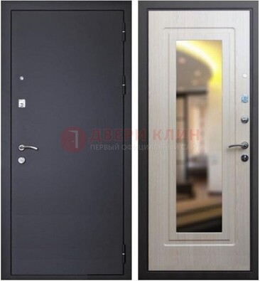 Черная металлическая дверь с зеркалом ДЗ-26 в Черноголовке