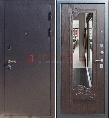 Черная входная дверь с зеркалом МДФ внутри ДЗ-29 в Черноголовке