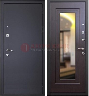 Черная железная дверь с зеркалом ДЗ-30 в Черноголовке