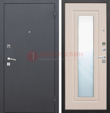 Черная входная дверь с зеркалом МДФ внутри ДЗ-31 в Черноголовке
