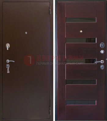 Темная железная дверь с зеркалом ДЗ-42 в Черноголовке