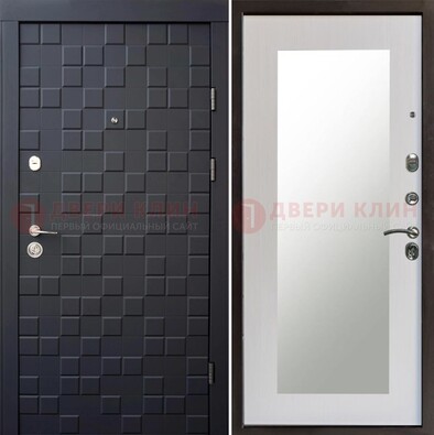 Черная стальная дверь МДФ и зеркалом ДЗ-50 в Черноголовке